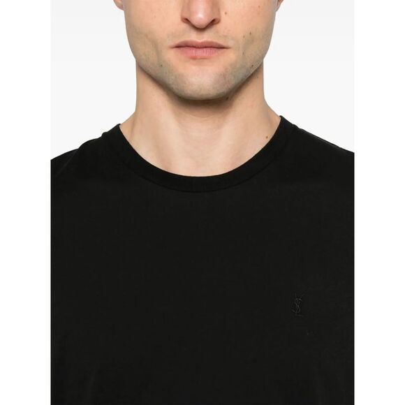 Saint Laurent Men Cassandre Embroidery Cotton T-Shirt